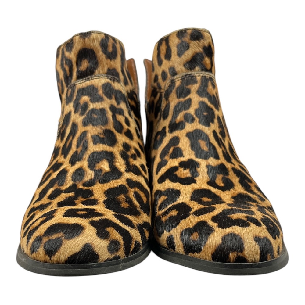 Franco Sarto Excellent Pre-Owned Ankle Booties Women 7.5 Leopard Calf Hair - Picture 3 of 9